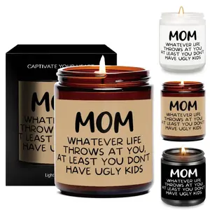 Mom Themed Scented Candle, 1 Count Fun Gag Lavender Scented Candle, Perfect Gift From Daughter Son To Mom, Ideal for Birthday Mother’s Day, Gift Box Design