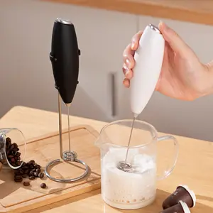 Electric foaming device - Household small handheld milk frothing device with stand - Coffee foaming machine - Stirrer