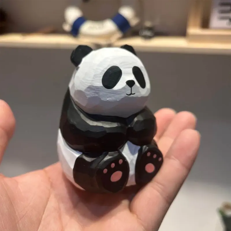 [Wooden Panda Sculpture] Lifelike 1pc Hand-Carved Wooden Panda Sculpture - Indoor & Outdoor Decor - Perfect for Christmas & Valentine's Gifts fake  flowers religious ornament home laundry room bouquet faux saving bank creative small gift wooden coin decor