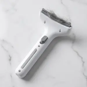 White Small Dog Brush for Shedding, Tight V-Tooth Deshedding Comb with Ergonomic Handle, Deshedding Tool for Tiny Breeds and Cats