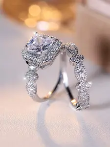 2PCS Elegant Square Ring Set – Stylish Wedding, Party and Anniversary Rings for Women