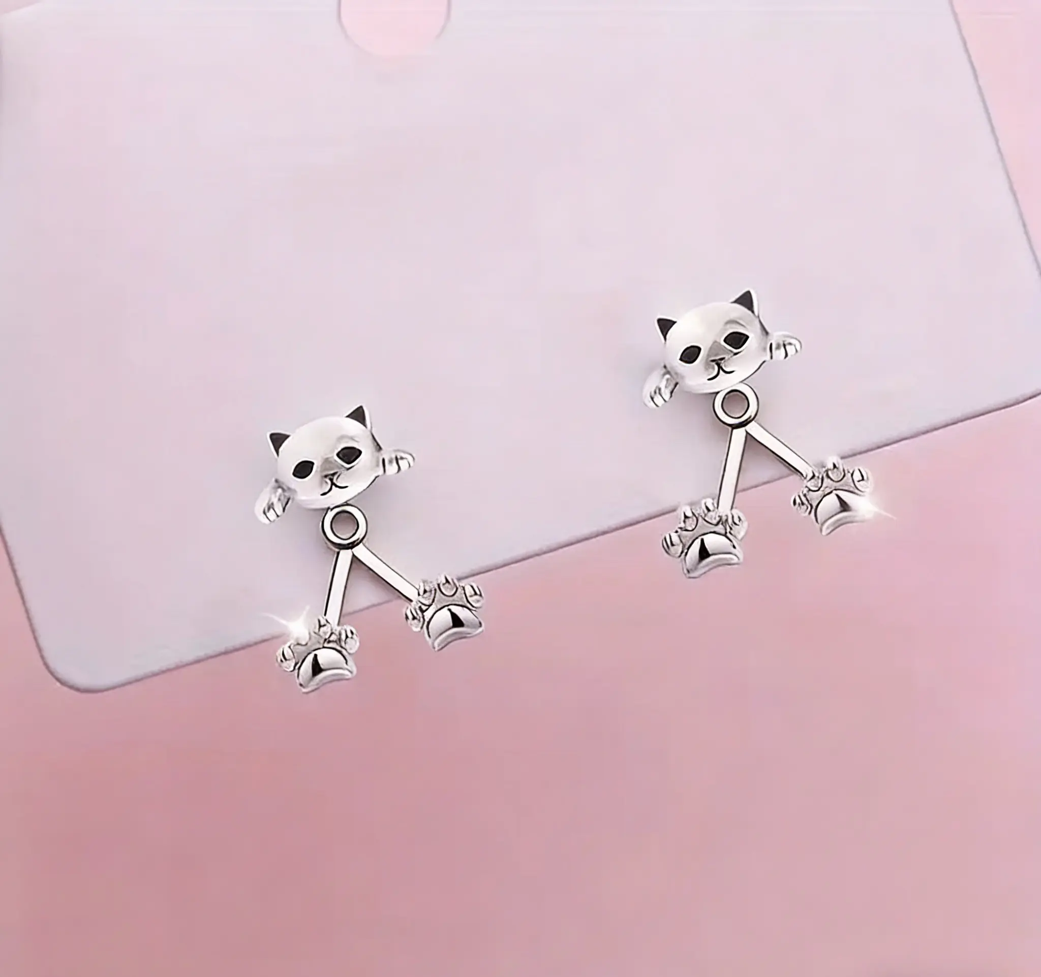 Elegant Cat Paw Pendant Earrings Cute Pet Paw Dangle Jewelry Trendy Animal Design Fashion Earrings for Women