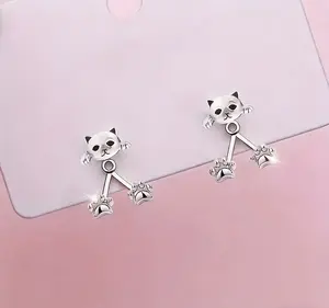 Elegant Cat Paw Pendant Earrings Cute Pet Paw Dangle Jewelry Trendy Animal Design Fashion Earrings for Women