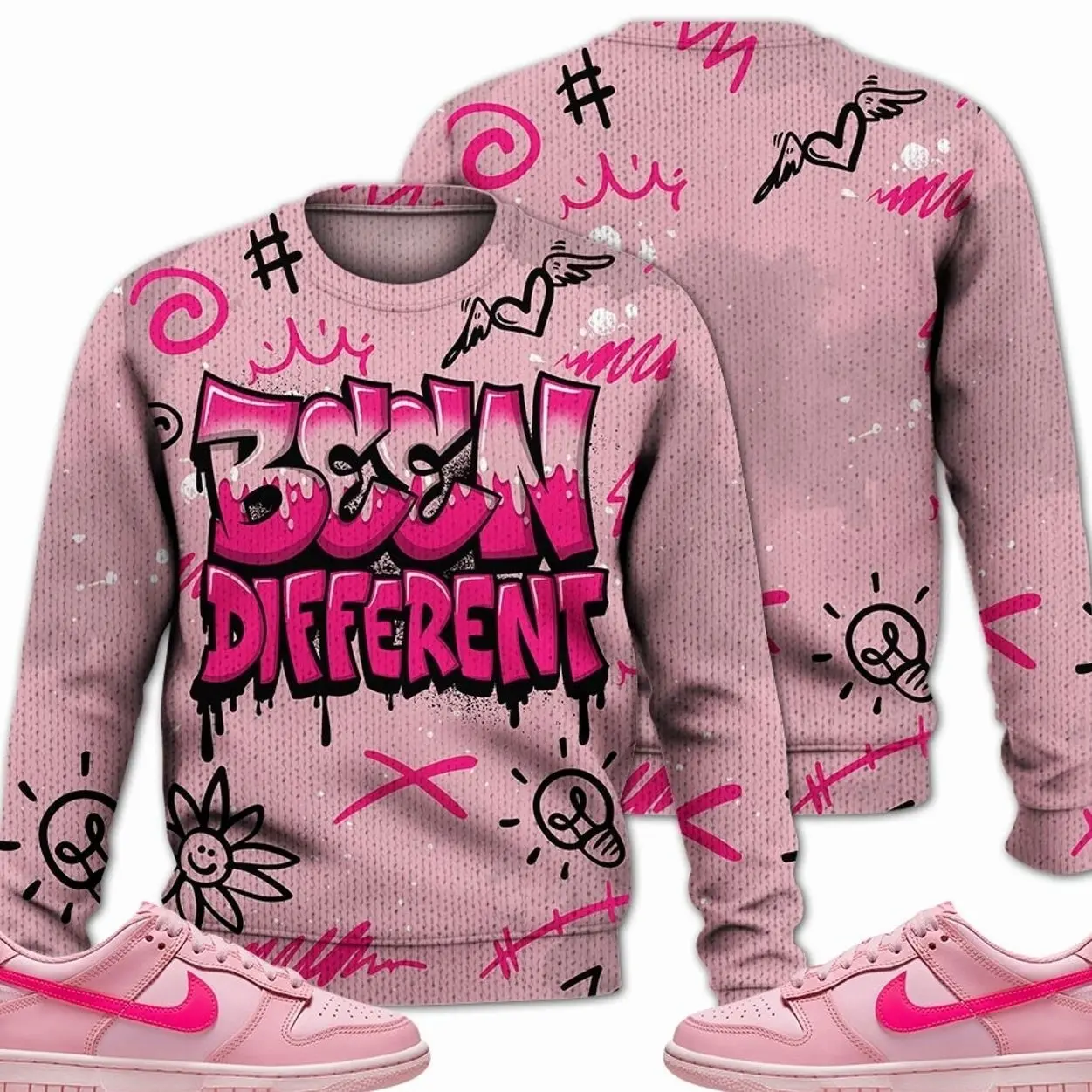 Low Triple Pink Ugly Sweater, Dunk Low Triple Pink Outfits Shirt, Drip Been Different Streetwear Unisex Sneaker Matching Shirts