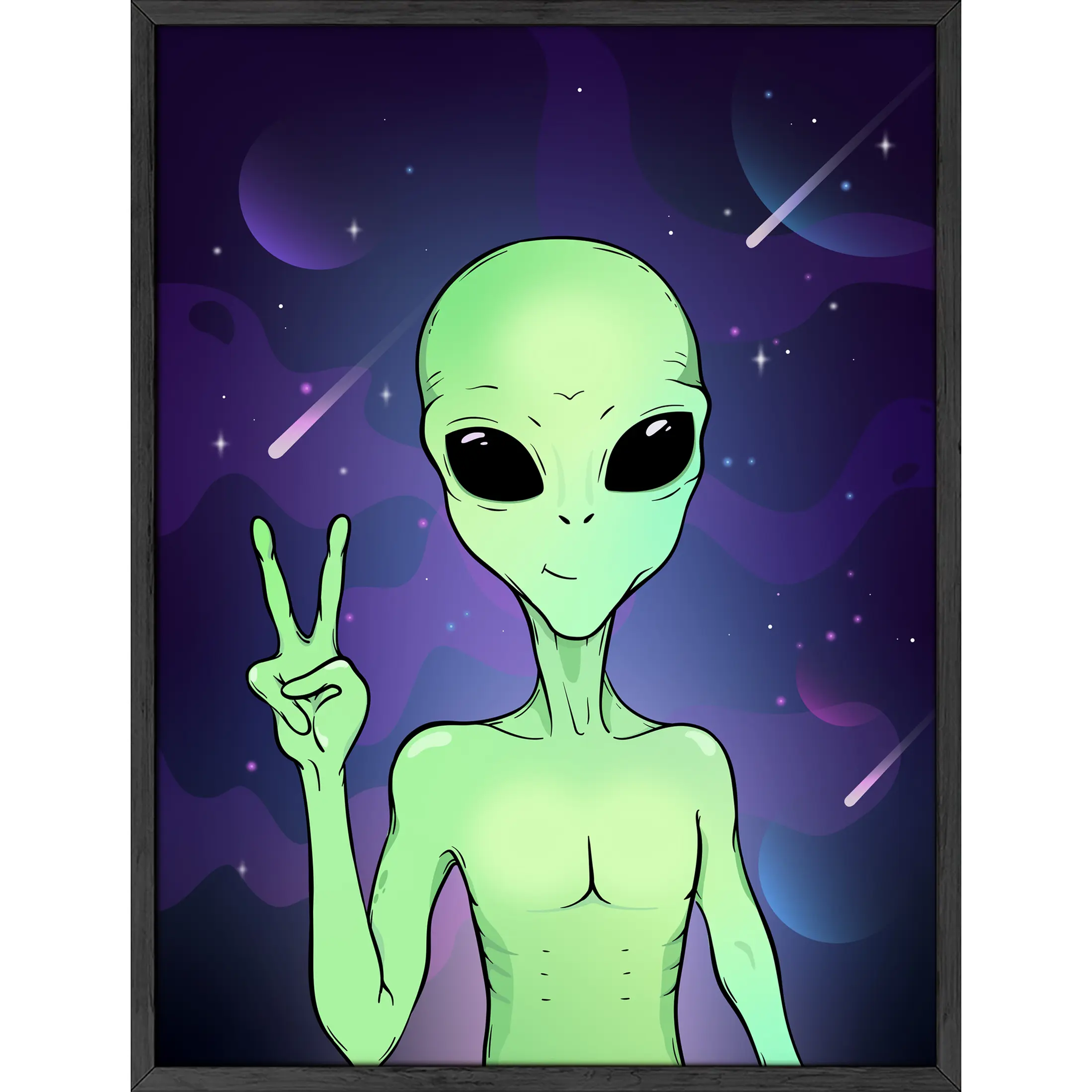 Alien Portrait Poster - Artistic Wall Decor Print for Room Aesthetic and Vibe Artwork Ornaments