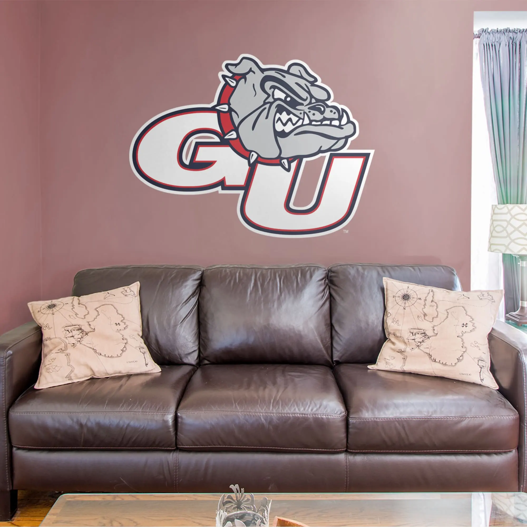 Official NCAA Gonzaga Bulldogs RealBig Logo Collection Reusable Vinyl Stickers - Fan Wall Decor, Decorative Sticker Decorations, Red Decal Wall Stickers & Murals