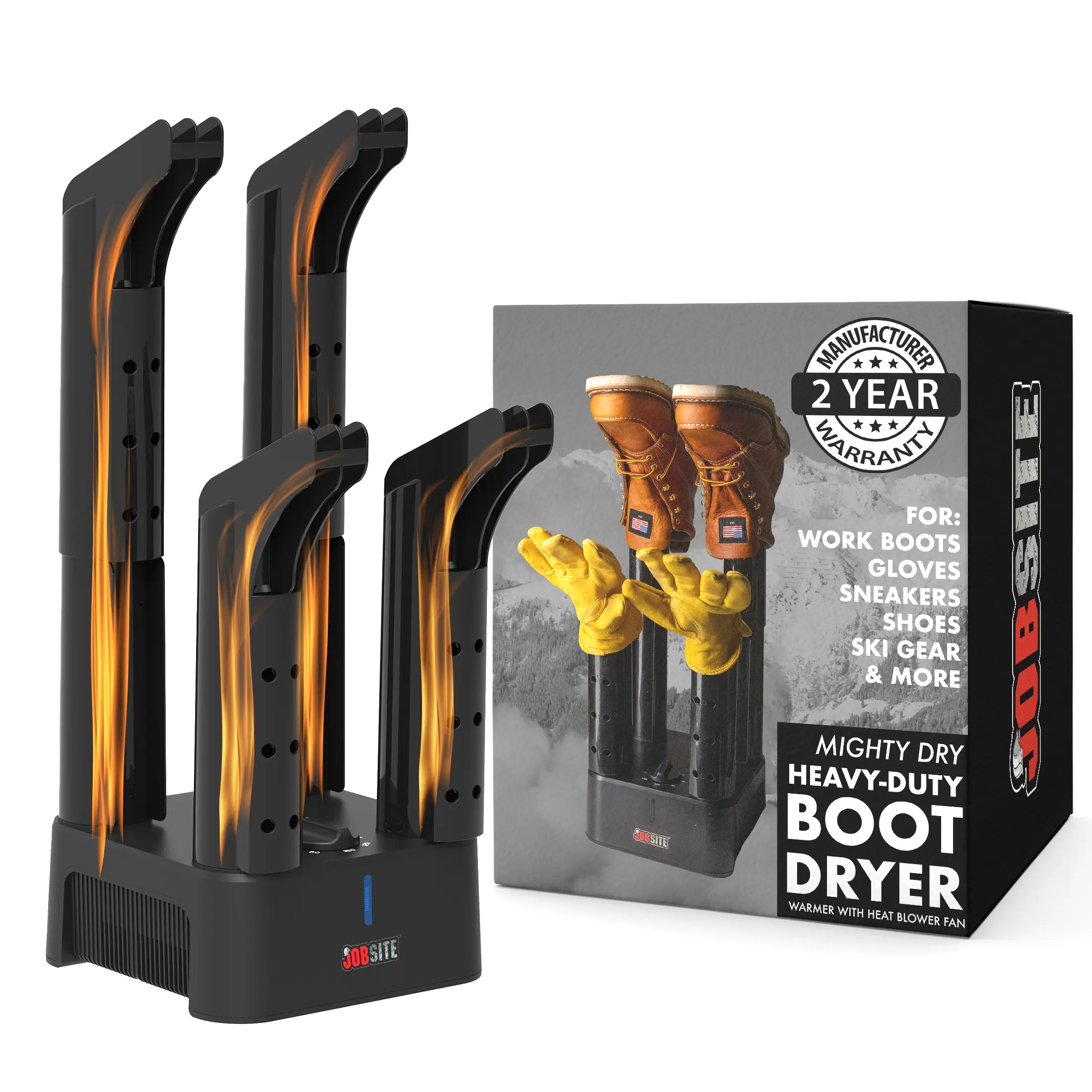 JobSite Mighty Dry Boot Dryer with Timer and Fan, Fast Dry, Prevent Mold & Deodorize