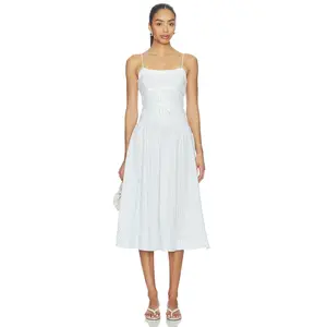 For Love & Lemons Georgia Gingham Midi Dress in Blue