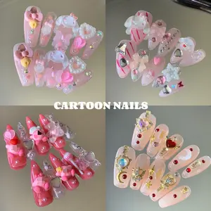 [BunnyMuse] Handmade Press on nails SMALL size Special | Prom nails Red Nails Shimmery Black Nails Dark Nails Stiletto Nails Coffin Nails Elegant Nails Luxury Short Nails Medium Nails Hello Kitty nails