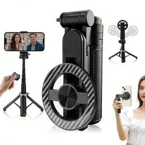 Four-In-One Multi-Functional 360° Rotating Magnetic Selfie Stick, Portable Extendable with Wireless Detachable Remote, Ideal for Travel and Vlogging