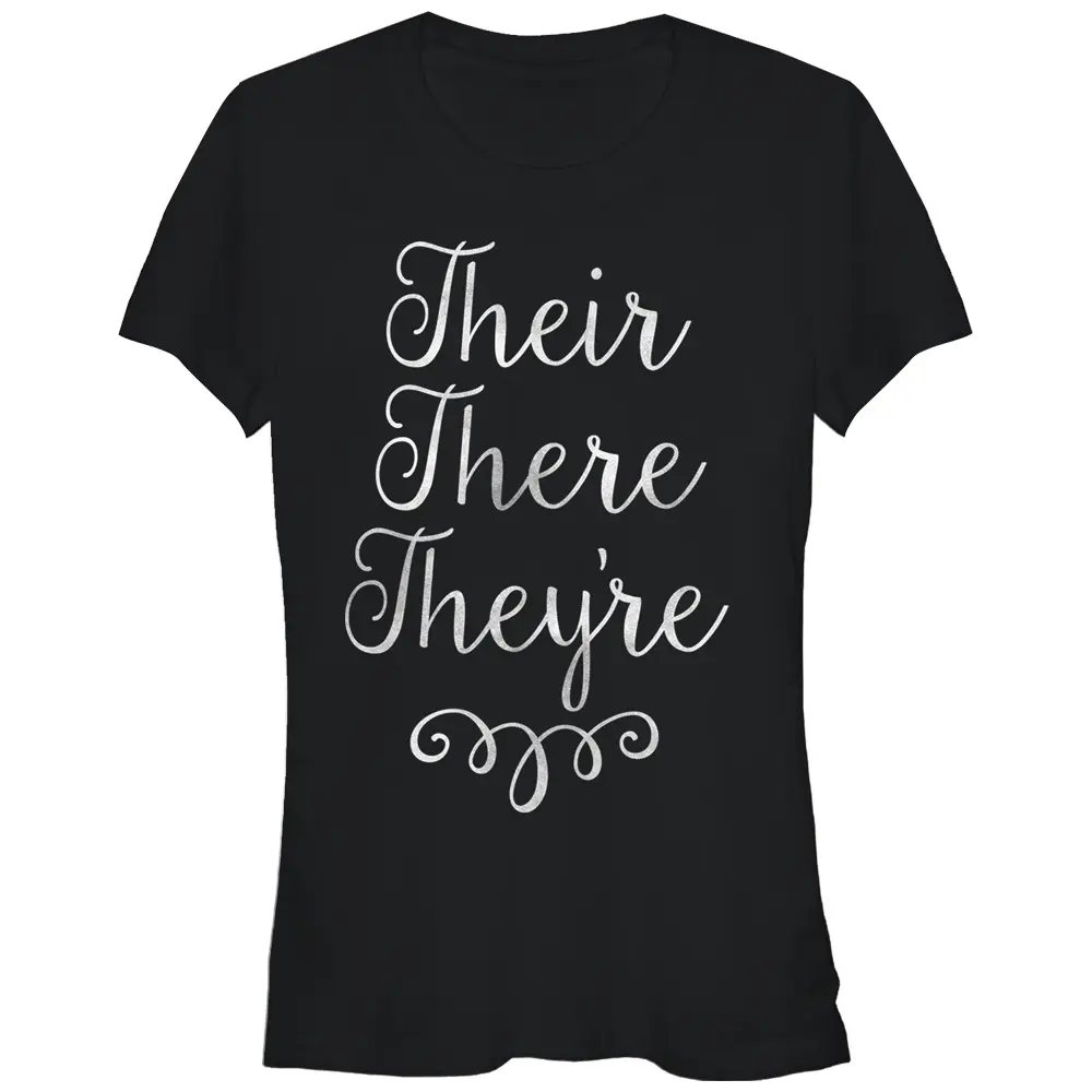Juniors Womens Lost Gods Their There They're Grammar T-Shirt