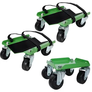 Hdmw Snowmobile Dolly Heavy Duty Carries up to 1500lbs V-Slide with 2.5" Swivel Casters Rubber Pad Protecting Skis and 2 Pairs of Heavy Duty Straps Firmly Attaching on Skis, GREEN COLOR