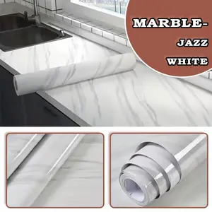 Marble texture self-adhesive wallpaper, peelable, stain-resistant and easy to clean, suitable for living room wall decoration, kitchen decoration, bathroom wall stickers, and cabinet self-adhesive film.