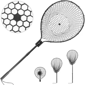 High Strength Large Landing Net - Rubber Fishing Net with Long Telescoping Handle & Soft Rubber Netting, Ideal for Boat, Pier, River Angling
