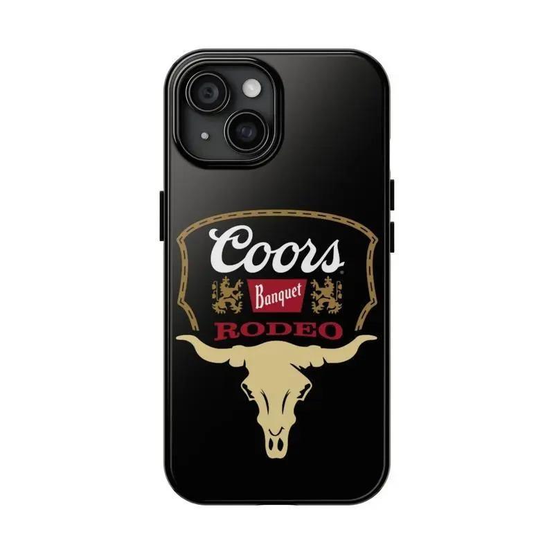Black Coors Banquet Rodeo Phone Case for iPhone 17 16 15 14 13 12 11 Pro Max Plus, Vintage Cowboy Bull Skull Western Aesthetic, Cool Gift for Him 2026