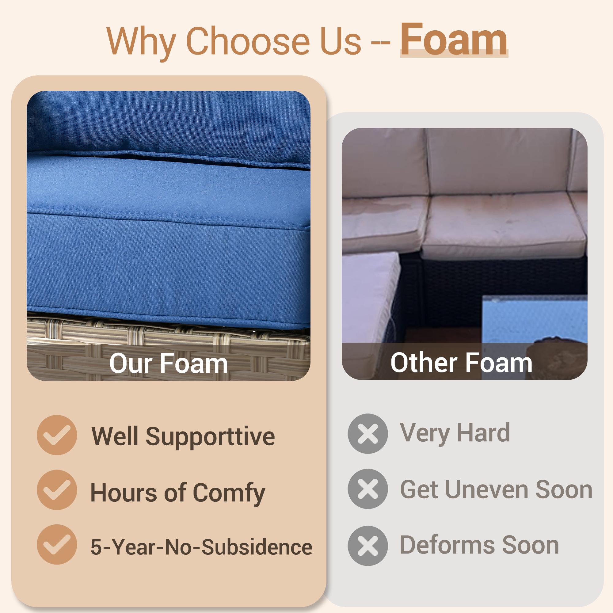 CAODOC Patio Swivel Rocking Chair Set, 3 Piece Outdoor Wicker Rattan Furniture with High Back Chairs, Thick Cushions and Side Table for Garden Porch Deck