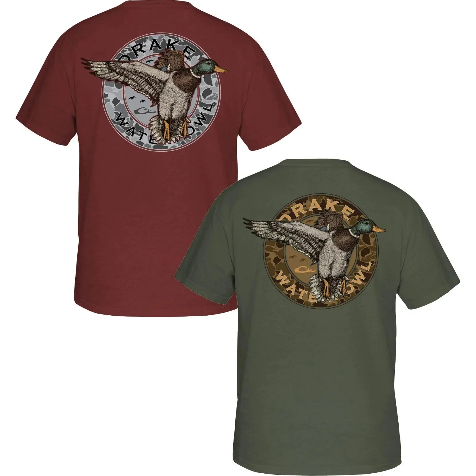 Drake Waterfowl Old School Camo Circle Mallard Short Sleeve T-Shirt.