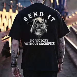 SEND IT NO VICTORY WITHOUT SACRIFICE Skull With OK Print T-shirt, hoodie unisex fashion, soft fabric, loose fit.