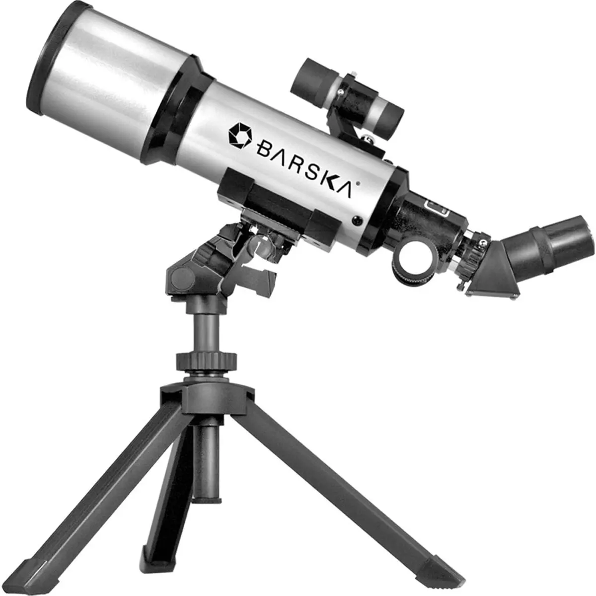 Barska 300 Power Starwatcher 70mm Refractor Telescope with Table-Top Tripod and Carrying Case, 400mm Focal Length, f/5.7 Focal Ratio, 3x Barlow Lens