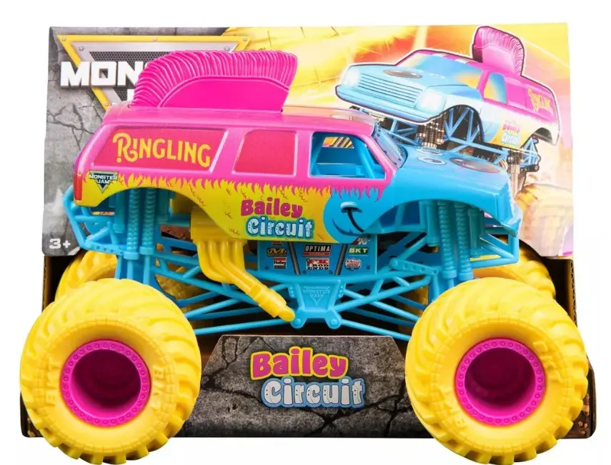 Monster Jam, Official Ringling Bailey Circuit Monster Truck, Collector Series 25 Die-Cast 1:24 Scale Vehicle, Kids Toys for Boys and Girls Ages 3 & up