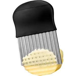 Stainless Steel Crinkle Cutter Knife – Wavy French Fry Slicer for Vegetables, Fruits & Decorative Food Prep