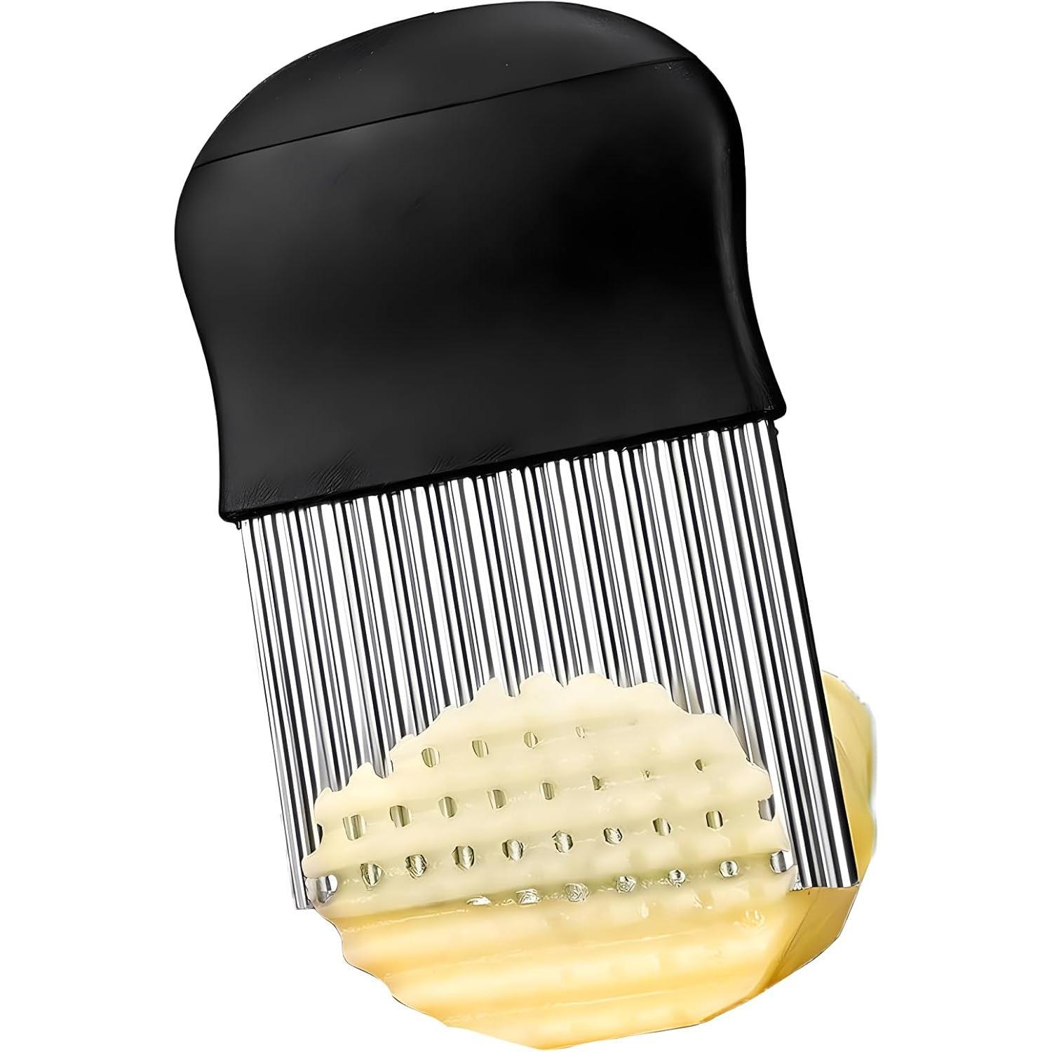 Stainless Steel Crinkle Cutter Knife – Wavy French Fry Slicer for Vegetables, Fruits & Decorative Food Prep