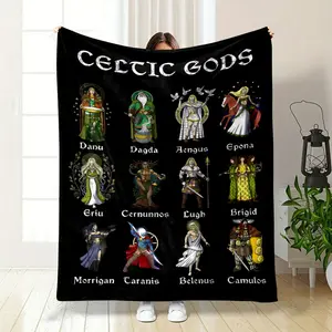 Celtic Gods Themed Blanket, Featuring 12 Classic Celtic Deities Including Danu, Dagda, Lugh and More. Exquisite Character Designs with Vivid Details, Restoring the Mysterious and Majestic Style of