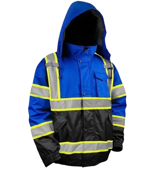 High Visibility Hoodie For Men Reflective Safety Jacket Zipper Men'S/Women'S Construction Work Safety Insulated Parka