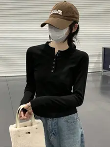 Women's Simple Lightweight Solid Color Short Sleeve Casual T-Shirt, Autumn Spring Regular Fit Neckless Top, Comfortable Everyday Wear