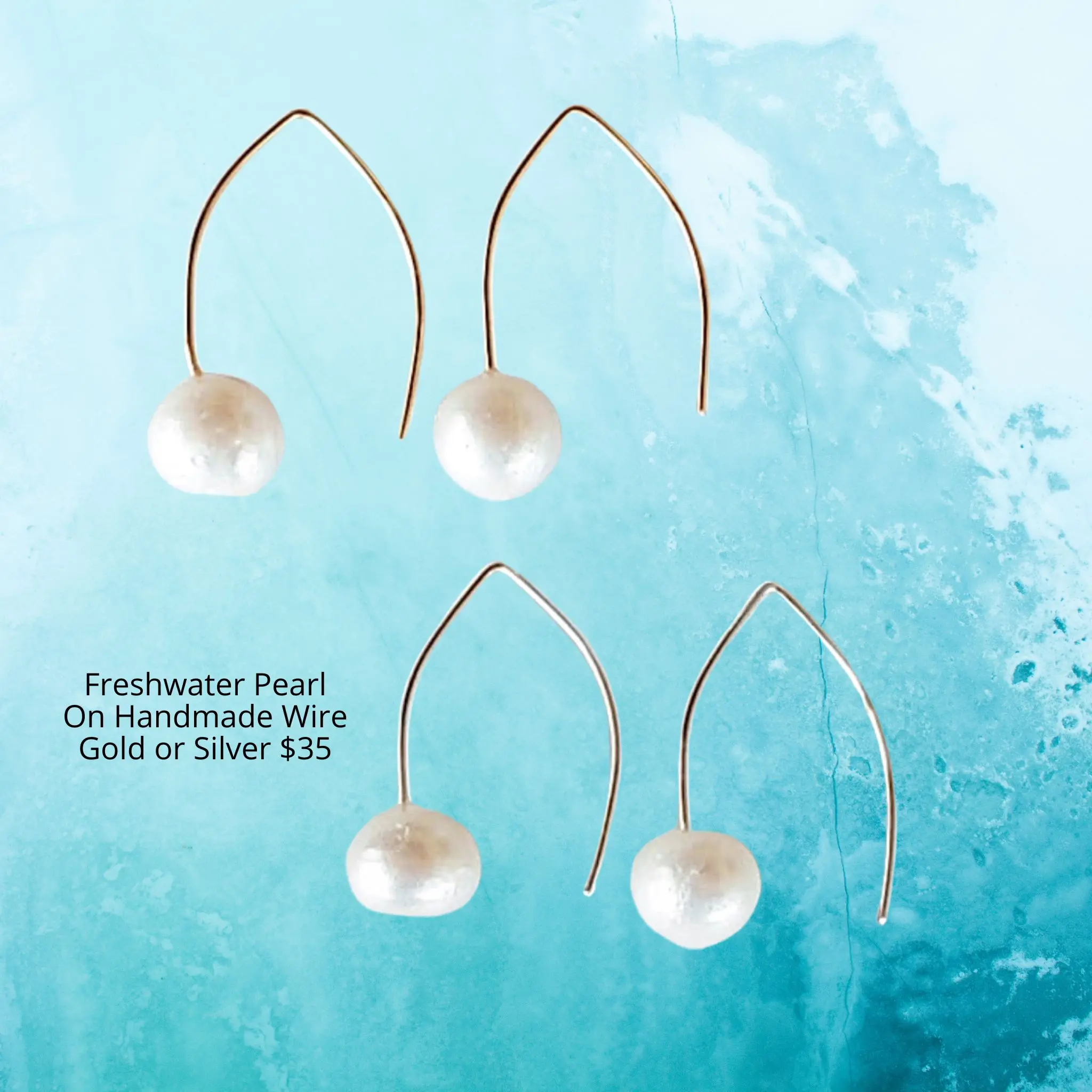 Women's Elegant Genuine 8-10mm Pearl Drop Earrings - Gold/Silver Wishbone Shape Wire Female Fashion Costume Jewelry, Gold Or Silver, Freshwater Pearl, Handcrafted, Minimalist Design