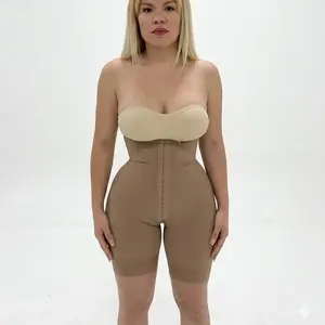 Strapless Faja Colombiana Reloj de Arena Shapewear - Brown Body Shaper with Adjustable Straps and Zipper Detailing