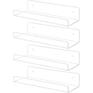 4 Pack  Shelves for Wall 10in Floating Shelf Wall Mounted Set for Room, Bedroom, Bathroom, Kitchen, Living Room, Office Book Shelf Storage Decor