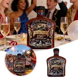 American Independence 250th Anniversary Wine Bottle Glass, We the People Whiskey Decanter, Historical Collectible Gift, Home Decor Alcoholware