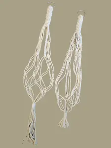 Macrame Hanging Plant Holder Set of Two Bone White 960