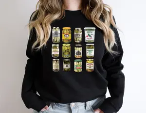 Pickles Jars Sweatshirt, Vintage Canned Pickles Hoodie, Unisex Pickles Lover Gift Sweater, Canning Long Sleeve.