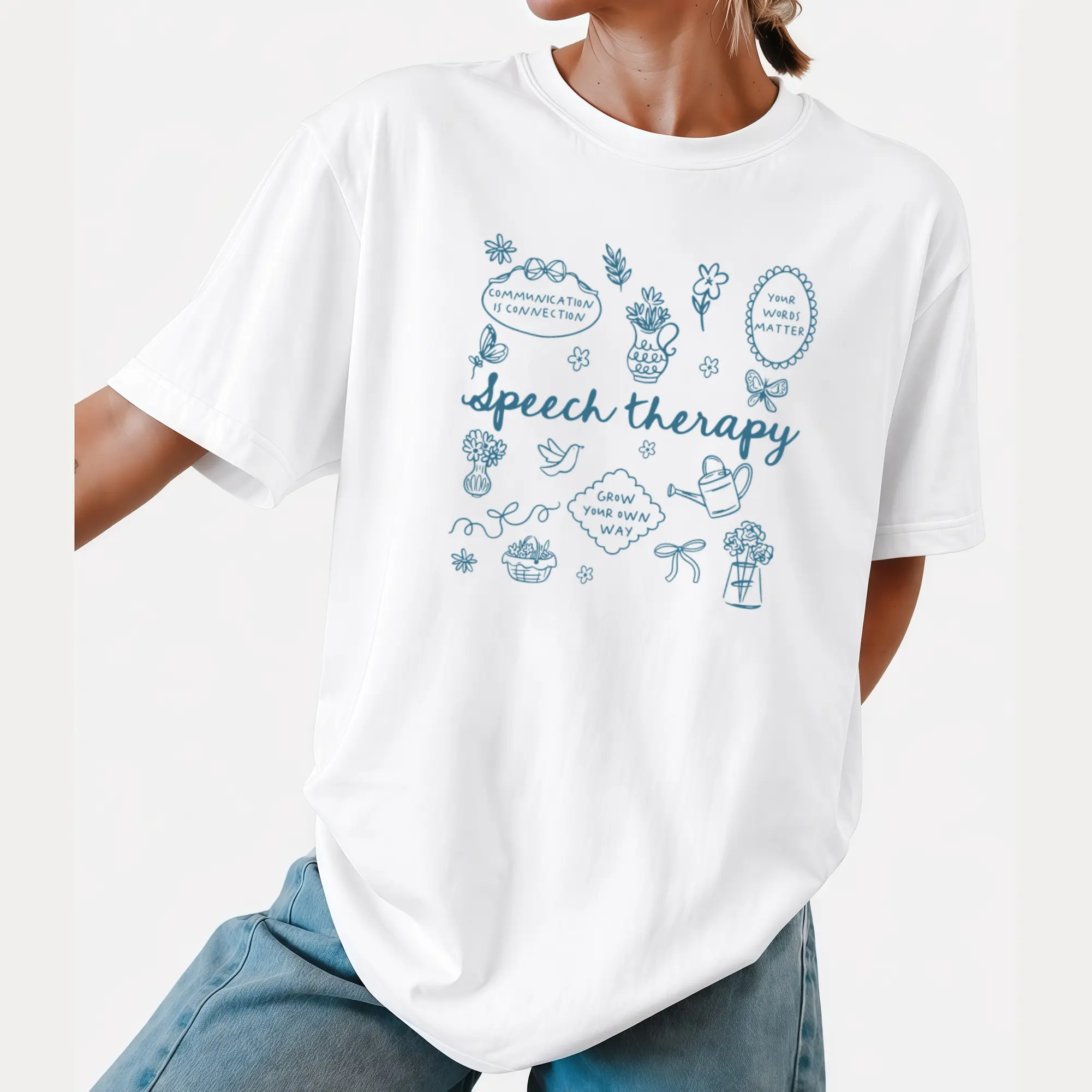 Speech Therapy T-Shirt, Spring Floral Speech Graduation Gift, Appreciation Gifts, Pathologist Grad Gift