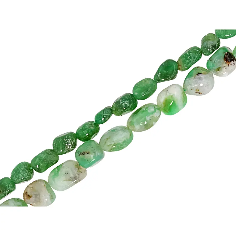 JTV Australian Chrysoprase Natural Stone Nugget Shape Strand Set, 2-Piece for DIY Beading & Jewelry Making