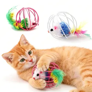 Cat Toys , Metal Cage Balls with Mice, Cat Toys for Indoor Cats and Kitten, Interactive Cat Toys Cat Bell Balls, Mouse Toys, Kitten Toys Promote Physical Exercise