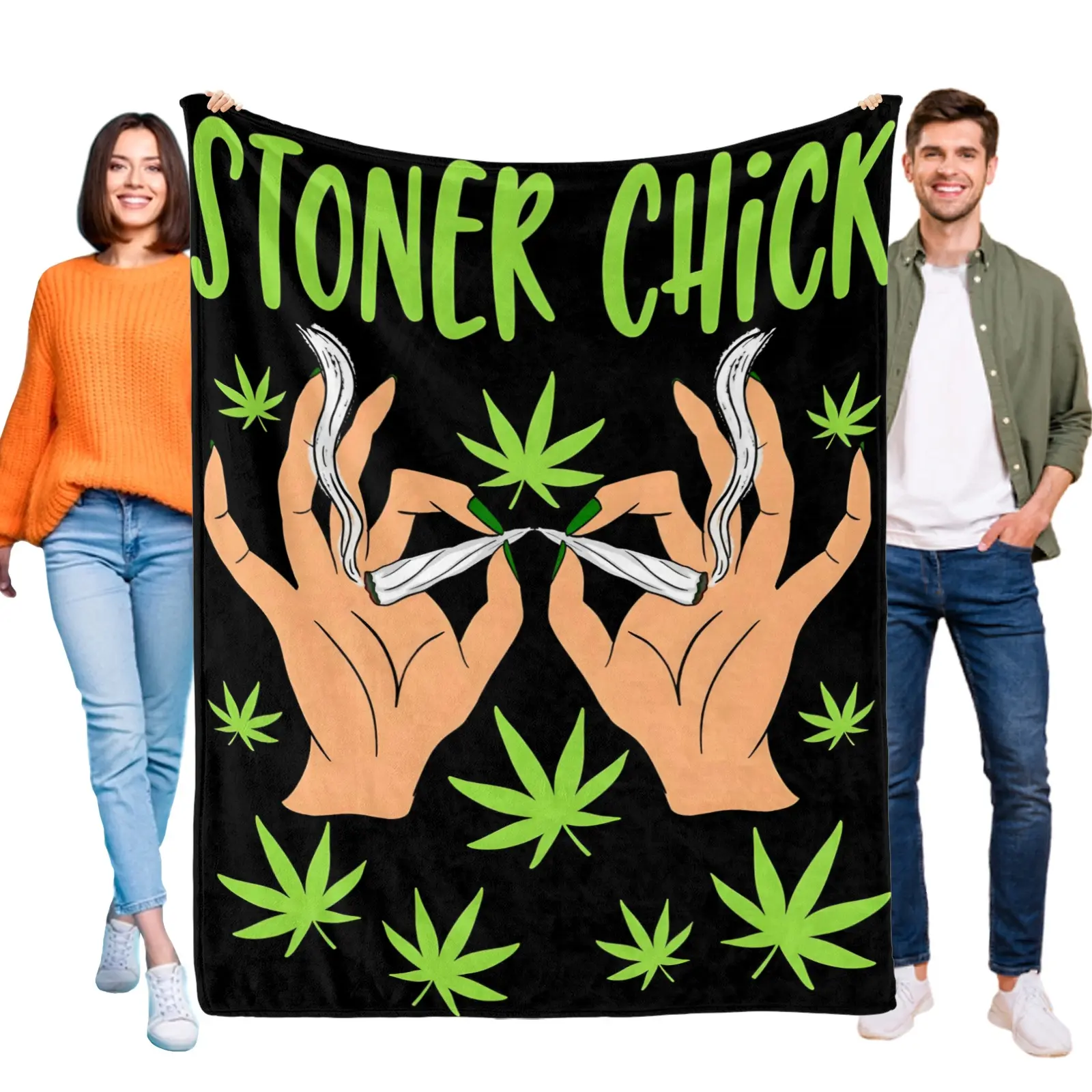420 Weed Leaf Marijuana Pot Leaf Adult Flannel Blanket Throw Blanket for Bedding Living Room Decor Sofa Blanket