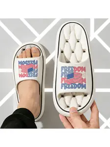 American Flag Freedom Slippers for Men Women Comfy Indoor Outdoor House Shoes Non-Slip Soft Sole Patriotic 4th of July Independence Day USA Themed Footwear Lightweight Home Slippers for All Seasons