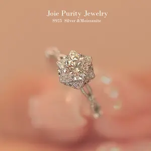 Rose Vine Wrapped Moissanite Ring  | S925 Silver | Romantic & Sweet | Perfect for Wedding, Party, Date & Holiday