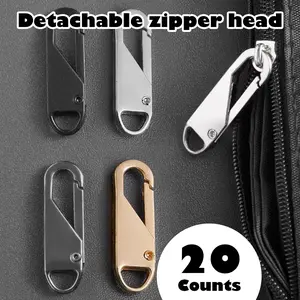 20 Counts Zipper Pulls, Zinc Alloy Replacement Tabs for Luggage- Tool-Free Snap-On Installation,Random Colors