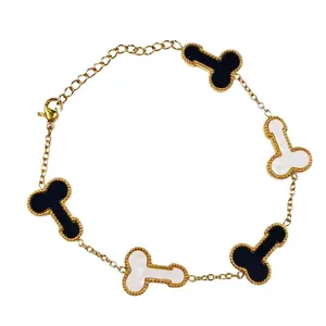 Chic Hip Hop Personality Bracelet with Unique Bone Design in Black and White Colors