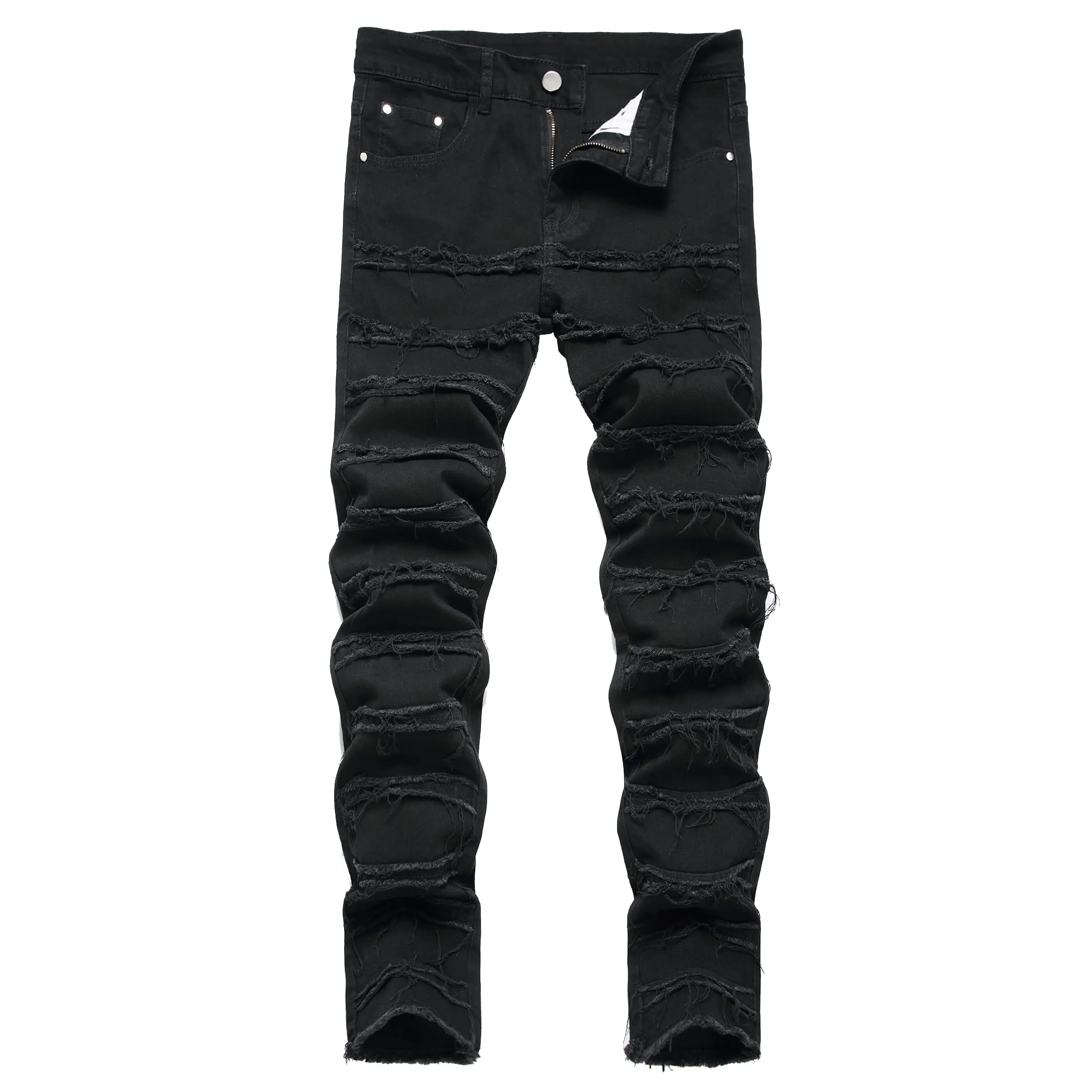 JUNBAOSS 2026 Fashion Mens Slim Fit Stretch Jeans Ripped Skinny Jeans for Men, Distressed Straight Leg Casual Comfort Flex Waist Denim Pants, Menswear Classic Street Style Cotton Fabric Jean Natural Hipster Personalized Stylish Trouser Jeans with Pockets