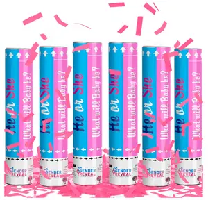 6 Pack Gender Reveal Confetti Cannon | No Powder Confetti Poppers | Ideal for Baby Girl Gender Reveal Decoration (6 Pink)