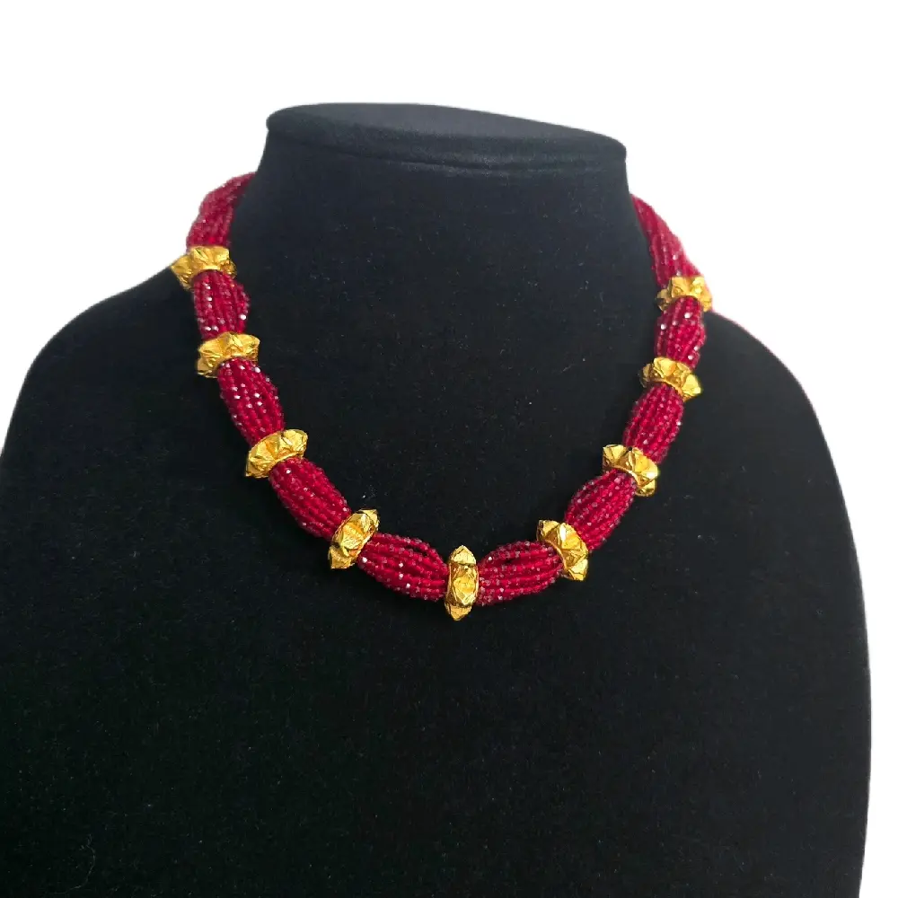 Traditional Nepali Hydro Potey Maroon short naugedi necklace