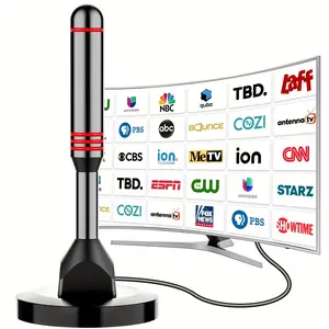 360° & Long Range Reception HD TV Antenna, Indoor HDTV Antenna, Digital TV Antenna for Smart TV Indoor with Strong Magnetic Base, TV Antenna for Local Channels