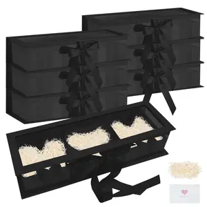 Empty Flower Gift Box Creative Mother's Day Gift Packaging Idea Fillable MOM Letter Shaped Gift Boxes(Black with Window)
