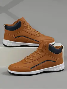 Men's Sporty Lace Up High Top Sneakers, Casual Comfortable Breathable Training Shoes, Fashionable Sneakers for Outdoor Sports, Valentine's Day Gift