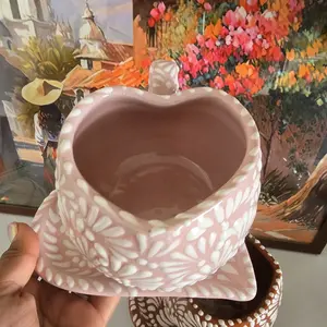 Pink Heart Talavera Mug set with plate